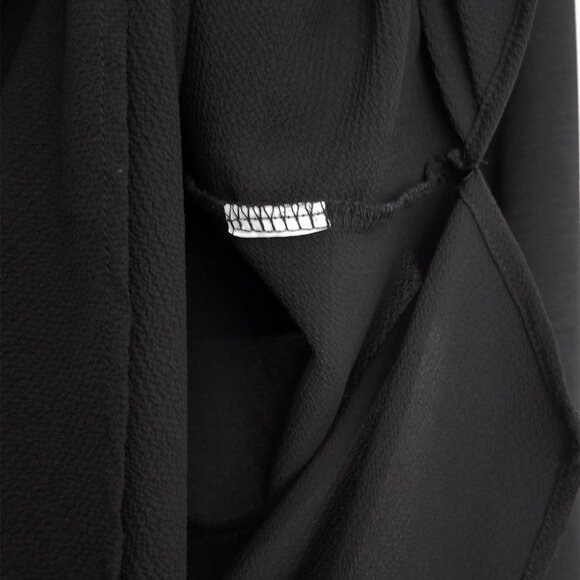 ZARA Long Sleeve Asymmetric Tiered Layered Top Tunic Blouse S Black Minimalist - Picture 12 of 12